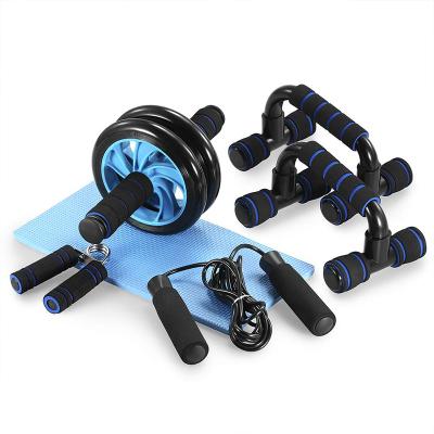 China Durable Ab Wheel Roller Set With Raise Bar, Hand Griper, Jump Rope And Knee Pad Portable Equipment For Home Exercise Gym Tool for sale