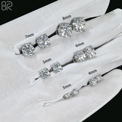 China CLASSIC Big Round Diamond Cut 3mm 4mm 5mm 6mm 7mm 8mm VVS Moissanite Diamond Earrings Bling Ice Out 925 Silver Thin Jewelry Earrings for sale