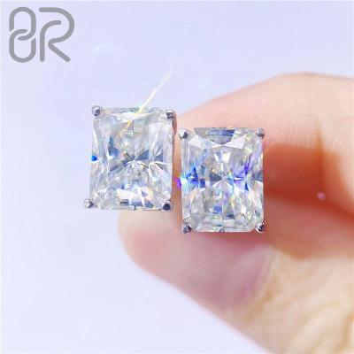 China Fast Shipping Square 3.5CT Vvs Moissanite CLASSIC Earrings Wholesale Bling Ice Outlet Diamond Cut 925 Silver Stud Earrings For Women for sale