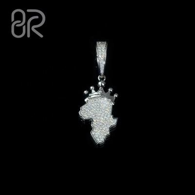 China Wholesale Africa Map Iced King of Moissanite Dot CLASSIC Custom Map Pendants Out of 925 Silver Mens Hip Hop Jewelry Pendant VVS for sale