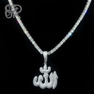 China 1.5inches VVS Moissanite Wholesale 925 CLASSIC Mens Allah Pendants Silver Moissanite Hiphop Pendant Jewelry for sale