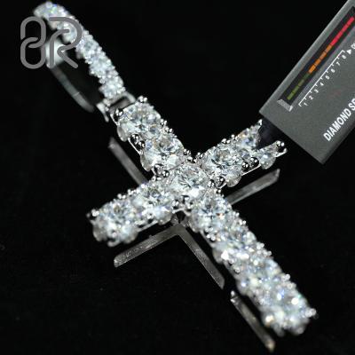 China CLASSIC 4MM VVS Moissanite Diamond Pendant Factory Wholesale 925 Sterling Silver Jesus Cross Necklace Women Fine Jewelry for sale