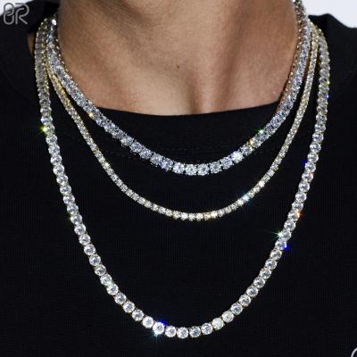 China CLASSIC 3MM Moissanite Tennis Chain Iced Out Wholesale High Quality 925 Sterling Silver VVS Tennis Necklace Men Women Fine Jewelry for sale