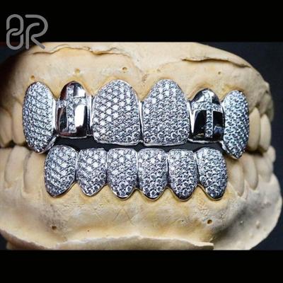 China Silver Custom Honeycomb VVS Moissanite Grillz Mix Round Shiny Cut Fine Jewelry Silver 10k 14k 18k Grillz for sale