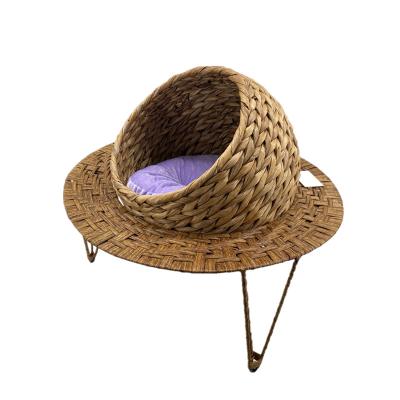 China Customized Breathable Cooling Cushion Pet Furniture Willow Woven Cute Pet Dog Cat House Bed With Luxury for sale