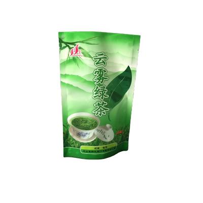 China Food Recyclable Plastic Bag Green Tea Bag In Aluminum Foil Self Holding Plastic Bag With Teardrop for sale