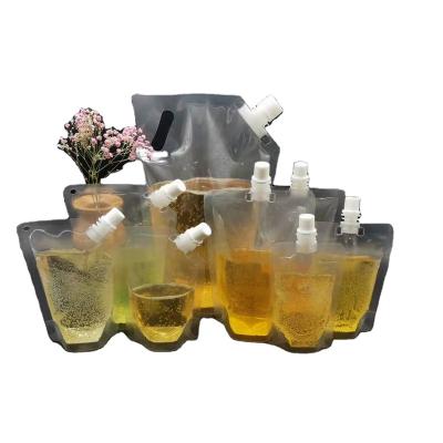 China Recyclable Custom Portable Plastic Bag Food Sealed Transparent Vertical Spout Liquid Pouch for sale