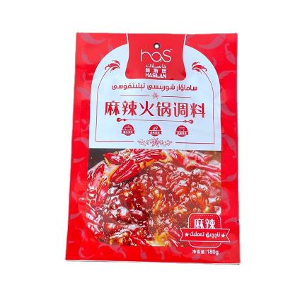 China Recyclable Spicy Hot Pot Food Pack Pouch Eco Friendly Seasoning Three Sides Sealing 180g Food Pouch for sale