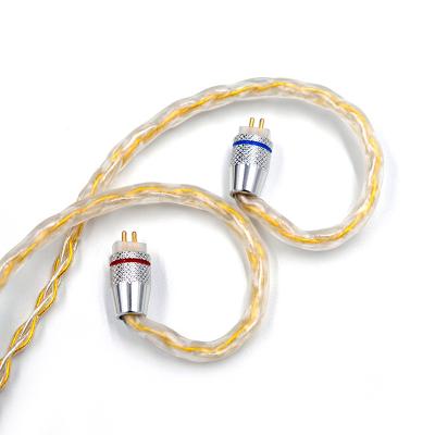 China Car Upgrade KZ Gold Silver Cable Durable 1.2m Replacement Earphone Cable Wire Stable Connection Lossless Sound Quality Cable for sale