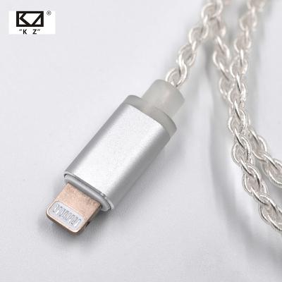 China Durable Silver Plated 2020 Silver Plated Earphone Cable Upgrade Wire 2 Pin Lightning Plug & Play Cable Replacement KZ A/B/C/MMCX For IOS Phone Protection for sale