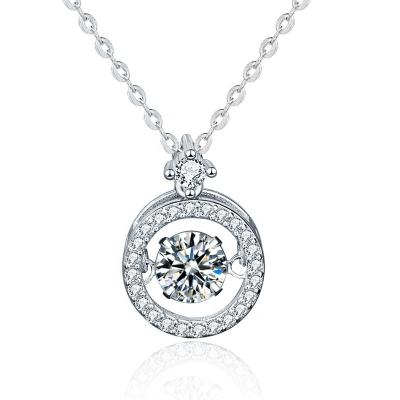 China Silver Beating Jewelry Set Moissanite Diamond Pendant Set Ins Luxury Tagram Girls Birthday Sterling Necklace Heart Set For Women for sale