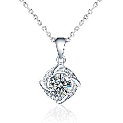 China New Female Korean Diamond Moissanite Anniversary Windmill Necklace 925 Sterling Silver Temperament Clavicle Necklace Lady Pendant Jewelry for sale