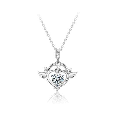 China Birthday Moissanite Diamond Cupid Arrow Necklace 925 Sterling Silver Choker Personalized Creative Silver Pendant Jewelry For Women for sale