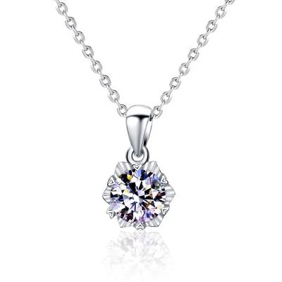 China 925 Sterling Silver Six-pointed Clavicle Necklace European And American Star Anniversary Diamond Moissanite Pendant Fashion Jewelry for sale