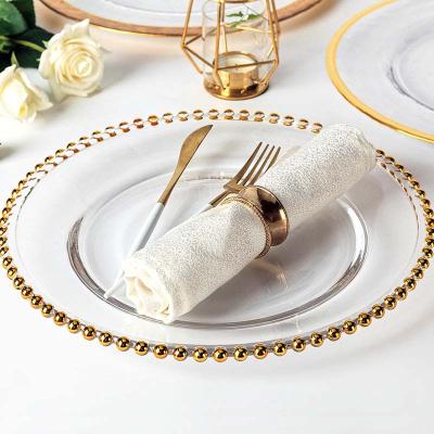 China Sustainable Ready To Ship Event Printed Decoration Gold Square Charger Dish Plates Restaurant Wedding for sale