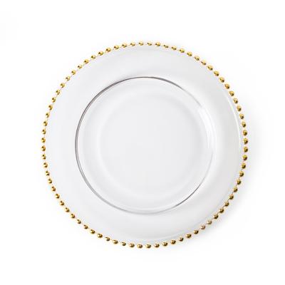 China Wholesale Viable Charger Plate Quality Antique Gold Thin Layer, Gold Glass Free Rim Hotel Wedding Plate Sample/ for sale