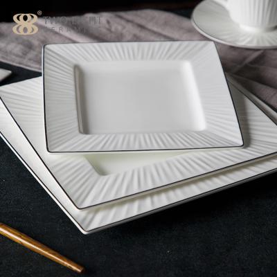 China Chaozhou Sustainable Factory Bone China Luxury Dinner Dish, Square Dinner Dish Set for sale