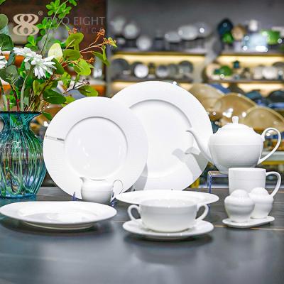 China Viable Modern White Porcelain Dishes For Dinner Supplying White Luxury Style Dinnerware Set Dish Set Dish Bowl Set for sale