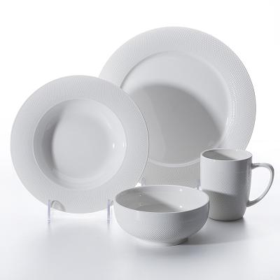 China Modern Design Sustainable Elegant Sample Hotel Free Standing Stoneware Dinnerware , Bavaria Porcelain Food Grade Dinner Set for sale