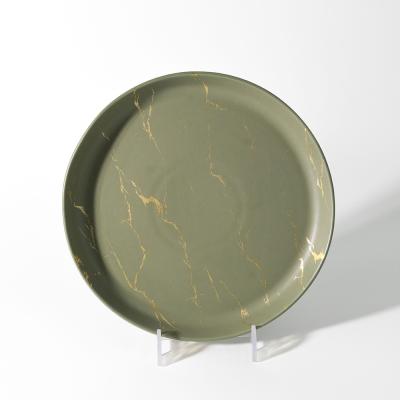 China 2019 New Porcelain Tableware Restaurant Sustainable Green Matte Ceramic Coupe Dish Fish Ceramic Charger Dish for sale