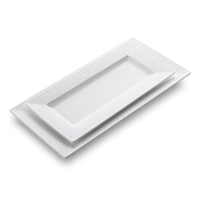 China Factory Supply Hotel Catering Dinner Dishes Sustainable Bulk Bone China , Rectangle Dish Ceramic~ for sale