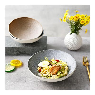 China Viable Wholesale Custom Procelain Fruit Dessert Large Bowls Set Stoneware Ceramic Large Noodle Salad Bowl for sale