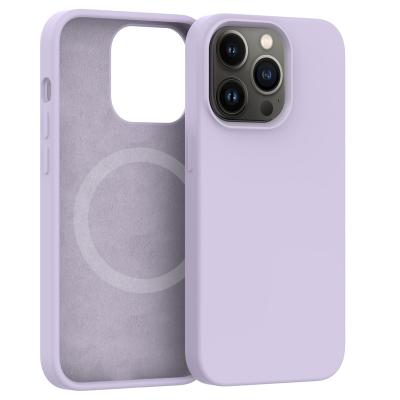 China Shockproof Magnetic Radio Phone Case Filling Liquid Silicone For Pro 13 12 Max Phone 14 Series Light Purple for sale