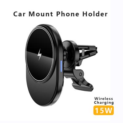 China Qi Radio 15W Car Mount Phone Wireless Charging Magnetic Holder for Air Vent, Dashboard Suction Compatible for Phone for sale