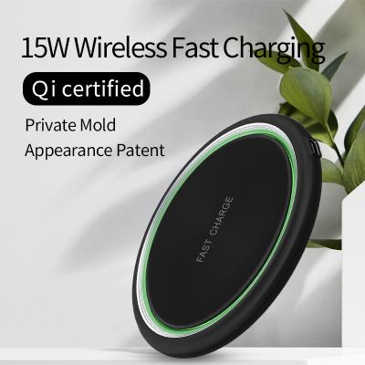 China Portable Fast Wireless Charger 15W Wireless Charging Pad & Base Phone Pad Compatible For iPhone 13/12/SE, Samsung Galaxy S22/S21/S20/S10 for sale