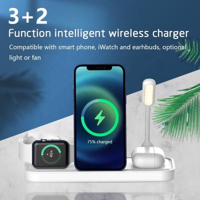 China Premium Foldable 4 in 1 Foldable 10W 15W Multifunctional Fast Wireless Charger or Fan Lamp for Phone, Smart Watch, Headphone for sale