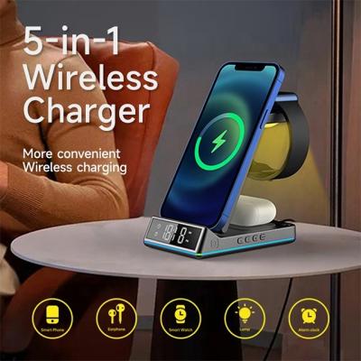 China Foldable Hot Fast Folding Portable Wireless Charger With 10W 15W Wake Up Night Lamp For Smart Watch Phone Earbuds for sale