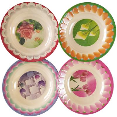 China 9 Inch Restaurant Plastic Melamine Round Dish Flower Viable Wholesale Look for sale