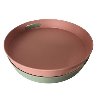 China Eco-Friendly Bamboo Fiber Round Serving Tray 12 Inch Round Tray T33048B for sale