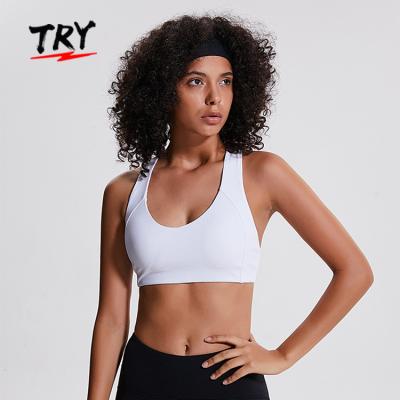 China Z18052 Breathable Stretchy Cross Body Fitness Ladies Sports Bra Privet Label Padded Gym Clothing for sale