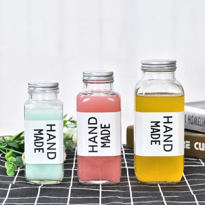 China Beverage 250 350 500ml French square glass bottles and jars wholesale for sale