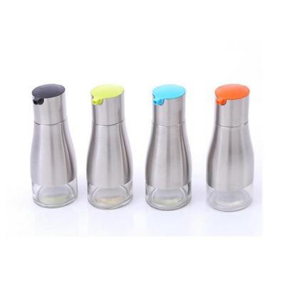 China Touch Control Pouring Rate Stainless Steel Air Hole Olive Oil And Vinegar Bottle Dispenser for sale