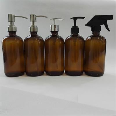 China Boston Amber Bottle Amber Bottles With Glass Foam Pump Trigger Spray 500ml for sale