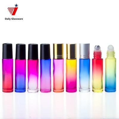 China Glass Or Steel Rollers 5ml 10ml SHADE Gradient Colored Glass Roll On Bottle Glass Or Steel Rollers for sale