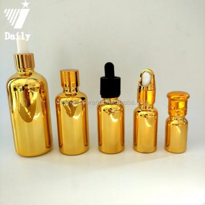 China E-Liquid Dropper Bottles Gold Color UV Coated Glass Dropper Bottles Medicine Dropper Bottles With Glass Pipette For Essential Oil, Perfumes , perfume for sale