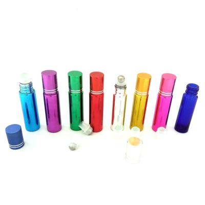 China Glass Bottles Perfume Roller To Plate Color Essential Oils Roller Glass Bottle With Stainless Steel Metal Rollerball for sale