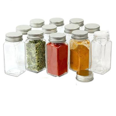 China Sustainable DAILY 4 Oz Square Spice Bottles Spice Containers With Plastic Shakers for sale