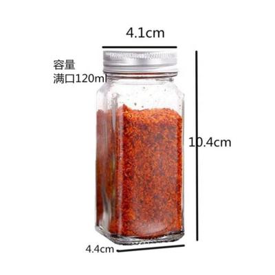 China Sustainable 4 Ounce 6oz Square Spice Jar Glass Shaker With Pour / Sieve Shaker Lid for sale