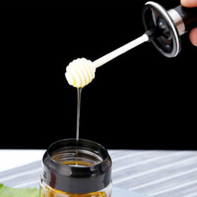 China With Spoon Brush and Honey Dipper Sticks 8 Ounce Glass Honey Jar with Dipper and Lid for Store Honey and Syrup for sale