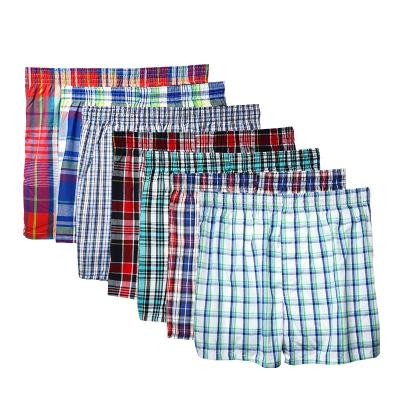 China 2111 Breathable Men's Underwear Boxers Shorts Cotton Homewear Sleep Brief Quality Casual Plaid Loose Comfortable Striped Panties for sale