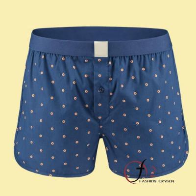 China B2B Antibacterial Hot Sale Men Dots Dark Blue Soft Belt Woven Label OEM Boxers And Underwear Mens Briefs Best Underwear For Man for sale