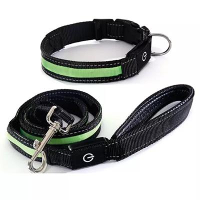 China Bestselling Custom LED Lights Pet Collar Reflective Waterproof Adjustable Nylon Webbing Dog Collar for sale