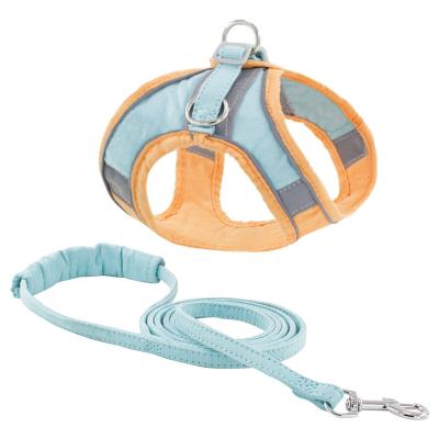 China Sustainable Adjustable Candy Colors Fluorescence Suede Comfortable Medium Small Dog Chest Belt Reflective Pet Harness for sale