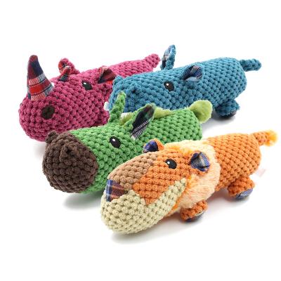 China 2023 New Dog Chew Toy Corn Kernels Cute Short Stuffed Plush Soft Stuffed Squeaky Deluxe Toy Cute Short Blue Hippo for Dogs for sale