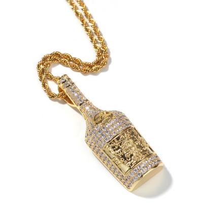 China Wholesale Hip Hop Dangle Bottle Hip Hop Micro Zircon Whiskey Bottle Hip Hop Dangle for sale