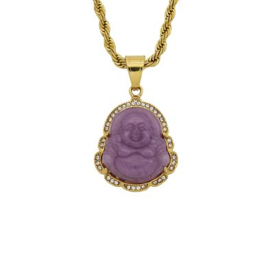 China Hiphop the new stainless steel diamond - maitreya chalcedony inlaid pendant jewelry does not contain the chain for sale